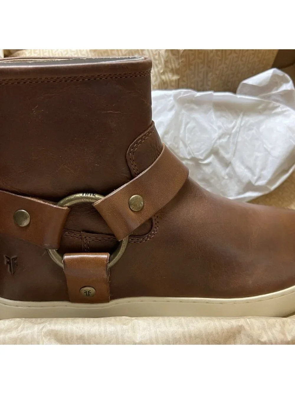 Frye Lena Harness Bootie Size 9 Womens Leather Boots Cognac NEW $298